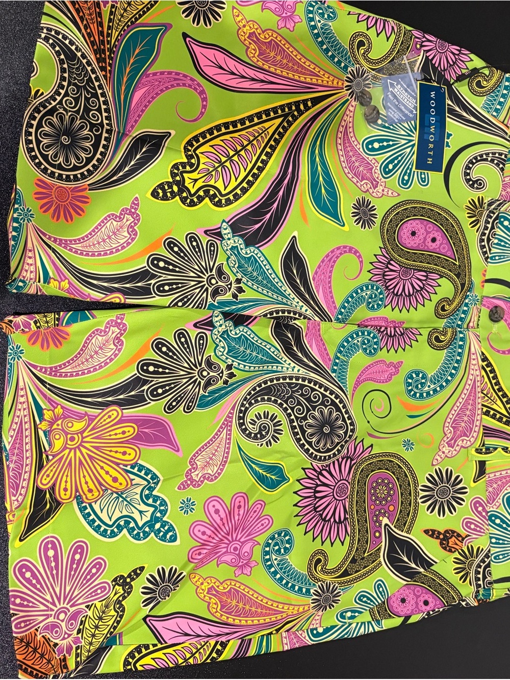 NWT loudmouth golf Lime Green Paisley Flat Front Men's Shorts